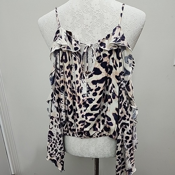 Vintage Havana Women's Cold‎ Shoulder Leopard Print Top Size Small New Boho Chic - Picture 9 of 12